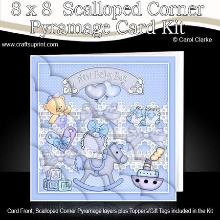 8 x 8 New Baby Boy Scalloped Corner Kit