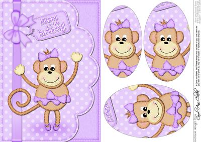 A5 Tu Tu Monkey Oval Pyramage Topper