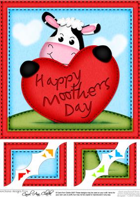 8 x 8 Milly Moo's Mothers Day Heart Scalloped Topper