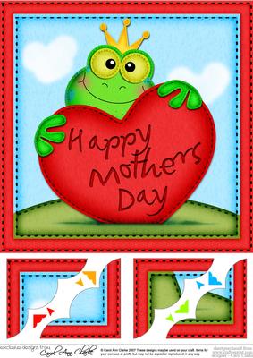 8 x 8 Freddy Frog's Mothers Day Heart Scalloped Topper