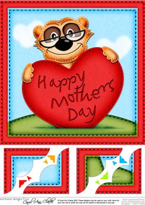 8 x 8 Eric Meerkat's Mothers Day Heart Scalloped Topper