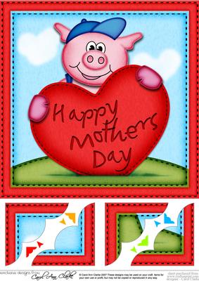 8 x 8 Ziggy Piggy's Mothers Day Heart Scalloped Topper