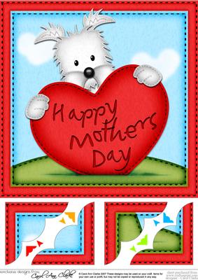 8 x 8 Westie Dog's Mothers Day Heart Scalloped Topper