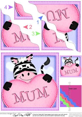 Debra Zebra's Heart for Mum Wavy Corner Side Stacker