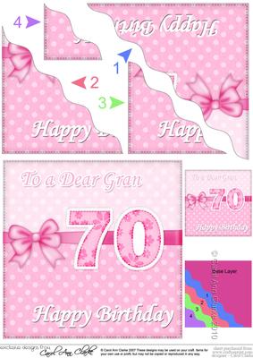 70th Birthday Gran Felties Wavy Corner Side Stacker