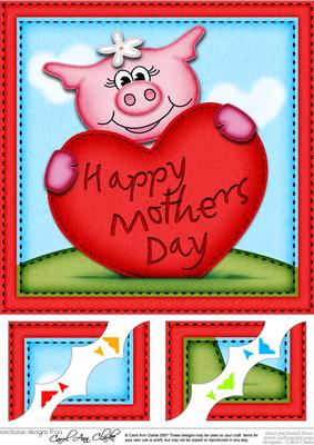 8 x 8 Zoe Piggy's Mothers Day Heart Scalloped Topper