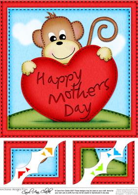 8 x 8 Chunky Monkey's Mothers Day Heart Scalloped Topper
