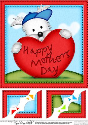 8 x 8 Jock Westie's Mothers Day Heart Scalloped Topper