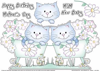 Cat in Wheelbarrow Shaped Card