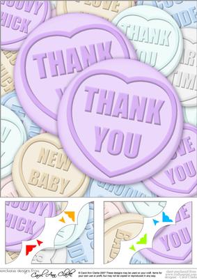 8 x 8 Thank You Sweet Heart Scalloped Corner Topper