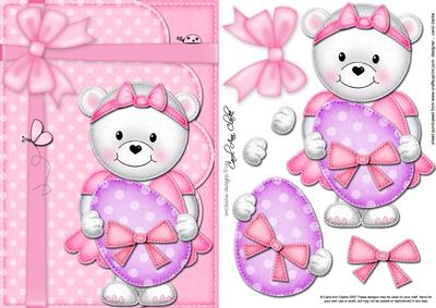 A5 Teddy Tess's Easter Egg Quick Card N 3D Decoupage