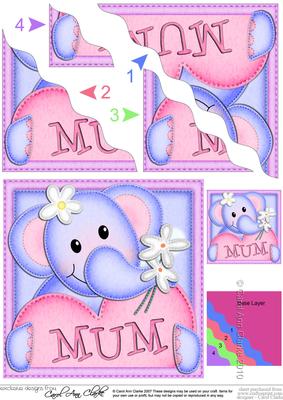 Elephant Lola's Heart for Mum Wavy Corner Side Stacker