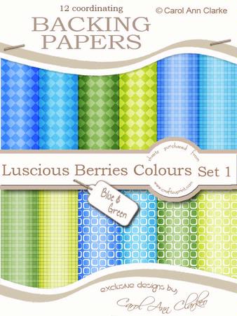 Luscious Berries Blue & Green Backing Papers