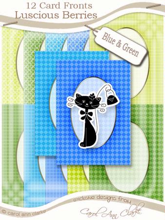 Luscious Berries Blue & Green A5 Oval Frame Card Fronts