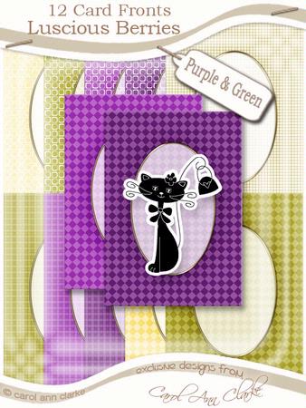 Luscious Berries Purple & Green A5 Oval Frame Card Fronts