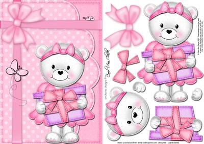 A5 Teddy Tess's Present Quick Card N 3D Decoupage