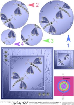 Diamante Dragonflies Circle Pyramage Topper
