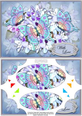 A5 With Love Flowers & Butterflies Scallop Corners and Pyramage