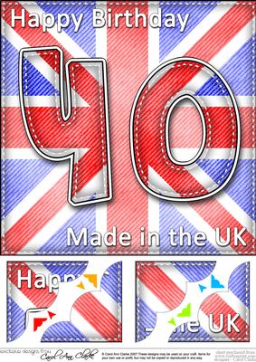 8 x 8 Flying the Flag Uk 40th Birthday Scalloped Topper