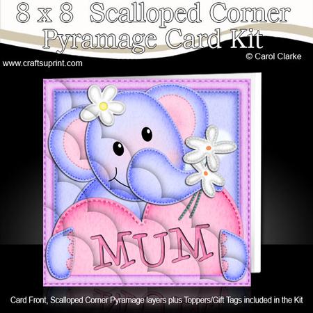 8 x 8 Lola Elephants's Heart for Mum Scalloped Corner Kit