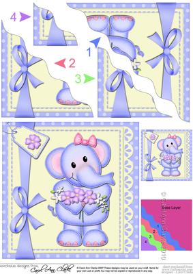 Lola Elephant's Flowers Wavy Corner Side Stacker Topper