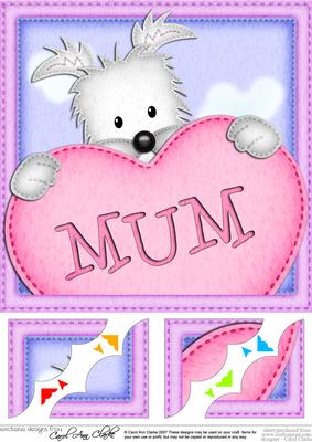8 x 8 Westie Dog's Heart for Mum Scalloped Topper