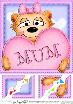 8 x 8 Mia Meerkat's Heart for Mum Scalloped Topper