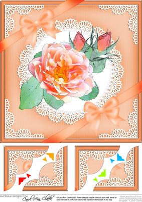 8 x 8 Rose and Lace Scalloped Corner Topper