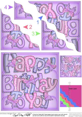 Happy Birthday Butterflies Wavy Corner Side Stacker Topper