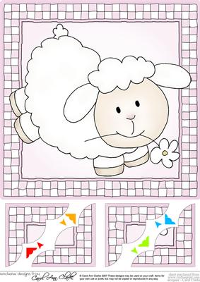 8 x 8 Little Lamb Scalloped Corner Topper