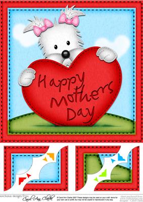 8 x 8 Westie Dog's Mothers Day Heart Scalloped Topper