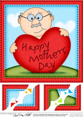 8 x 8 Old Man Bert's Mothers Day Heart Scalloped Topper