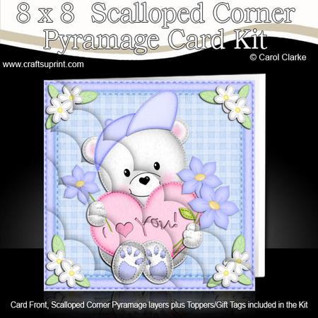 8 x 8 Teddy Ed's Heart Scalloped Corner Kit
