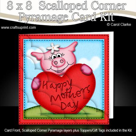 8 x 8 Zoe Piggy's Mothers Day Heart Scalloped Corner Kit