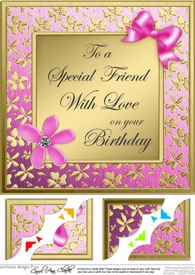 8 x 8 Floral Elegance Friend Birthday Scallop Corner Topper