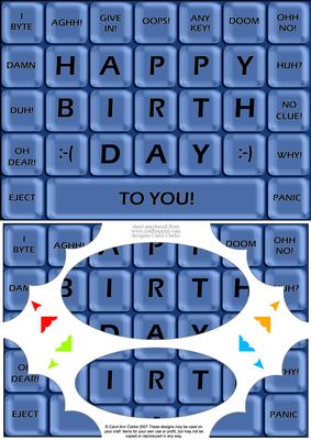 A5 Novelty Fun Computer Keyboard Greetings Scallop Corners N