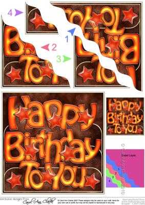 Happy Birthday Stars Wavy Corner Side Stacker Topper