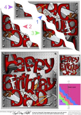 Happy Birthday Dad DIY Wavy Corner Side Stacker Topper