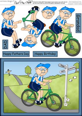 A5 Bert's Bike Quick Card N 3D Decoupage