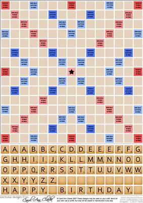 Words Game Tiles Board and Decoupage Tiles Sheet