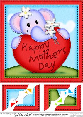 8 x 8 Lola Elephant's Mothers Day Heart Scalloped Topper