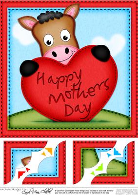 8 x 8 Gi Gi Horse's Mothers Day Heart Scalloped Topper