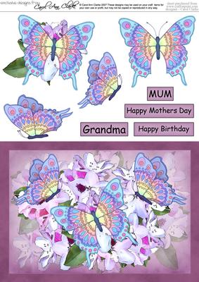 A5 Butterflies N Flowers Quick Card N 3D Decoupage