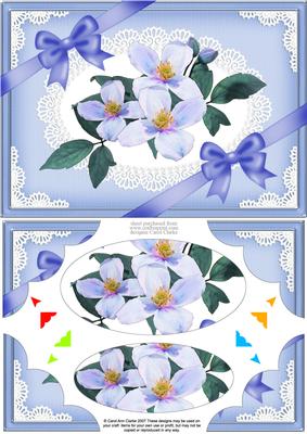A5 Clematis Spray and Lace Scallop Corners and Pyramage