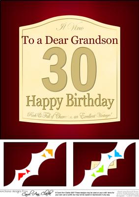 8x8 30th Birthday Grandson Wine Label Scalloped Corner