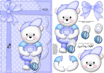 A5 Teddy Ed's Football Quick Card N 3D Decoupage