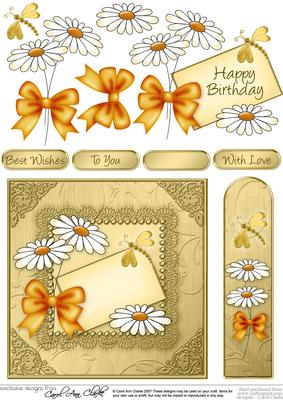 Daisies on Metallic Lace Quick Card with 3D Decoupage