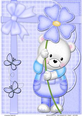 Teddy Ed's Flower A4 Card Topper