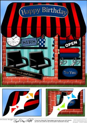 8 x 8 the Little Barbers Shop Topper