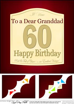 8 x 8 60th Birthday Granddad Wine Label Scalloped Corner